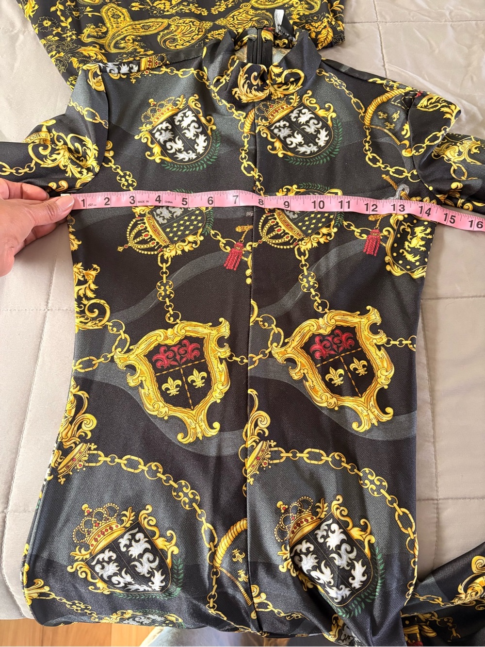 Versace Jeans Collection Black and Gold Chain-Print Long Sleeve jumpsuit - Picture 4 of 6